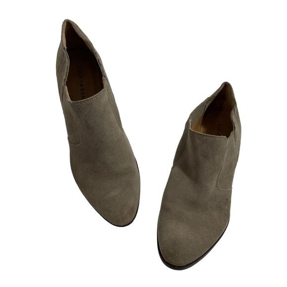Lucky Brand Women's Folley Slip On Ankle Heeled Booties Gray Suede Leather US 10 - Picture 3 of 9